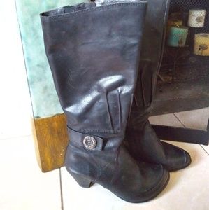 Black leather boots